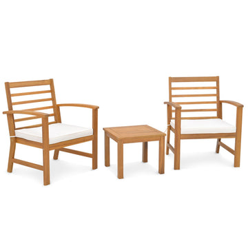 White 3 Pieces Outdoor Furniture Set with Soft Seat Cushions 31.5-in L x 23.5-in W x 24-in H