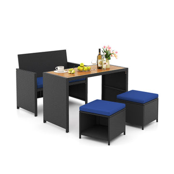 Navy 4 Piece Outdoor Dining Set 41.0-in L x 35.0-in W x 22.5-in H