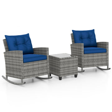 Brown 3Piece Patio Rattan Roker Chairs 31.5-in L x 31.5-in W x 26.0-in H
