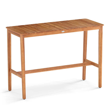 54" Acacia Wood Bar Table with Footrest and Slatted Top