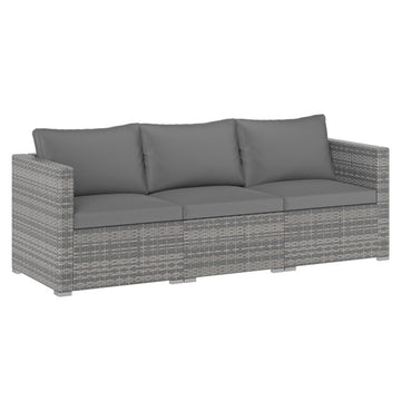 Gray 3-Piece Patio Sectional Sofa Set PE Rattan Modular Couch with Soft Cushions 26.5-in L x 24.5-in W x 24.5-in H