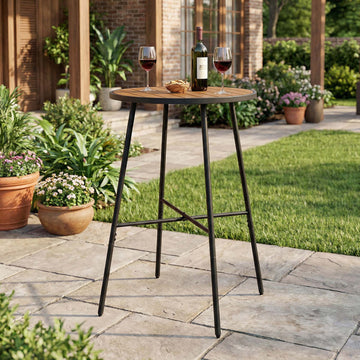 41" Round Acacia Wood Bar Table with Metal Frame