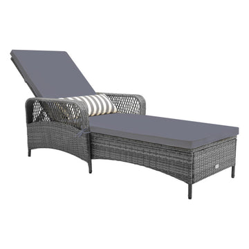 Gray Outdoor Chaise Lounge Chair Patio Recliner with 6level Backrest 79.0in L x 40.0in W x 29.0in H