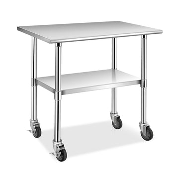 Adjustable Stainless Steel Commercial Kitchen Work Table with Wheels