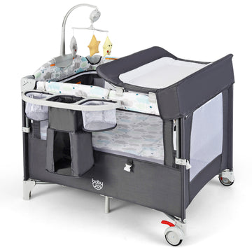 5 in 1 Gray Portable Baby Beside Bassinet and Diaper Changer