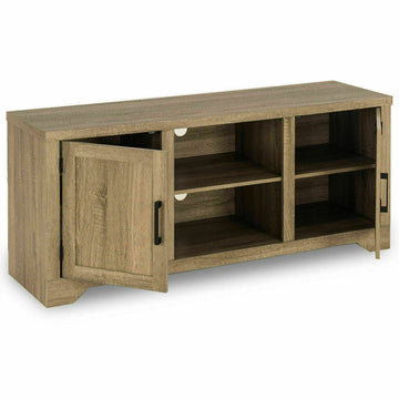58 Inch Rustic TV Stand Sturdy Entertainment Center with Storage Cabinets