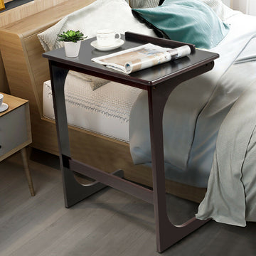 Bamboo Sturdy and Space-Saving C-Shape 7 Adjustable Heights Side Table