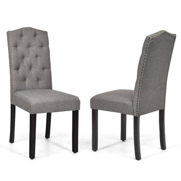 Gray Set of 2 Comfortable Modern Dining Chairs with Soft Seats