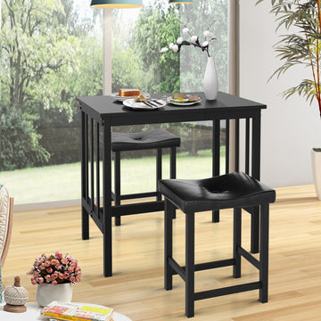 3 Pieces Black Rectangular Modern Counter Height Dining Set