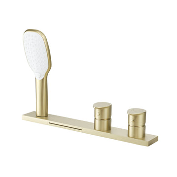 Modern 2-Function Bathtub Faucet Shower Set with Hot/Cold Pressure Balance Valve, Waterfall & Handheld Shower, cUPC Certified, Brushed Gold