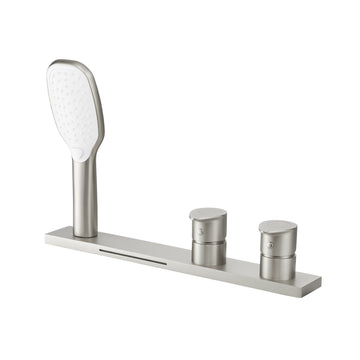 Modern 2-Function Bathtub Faucet Shower Set with Hot/Cold Pressure Balance Valve, Waterfall & Handheld Shower, cUPC Certified, Brushed Nickel