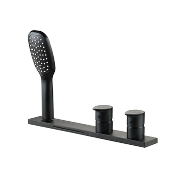 Modern 2-Function Bathtub Faucet Shower Set with Hot/Cold Pressure Balance Valve, Waterfall & Handheld Shower, cUPC Certified, Matte Black