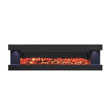 Modern 60 Inch Wall Mounted Electric Fireplace with 3 Sided LED Mantel and Remote Control