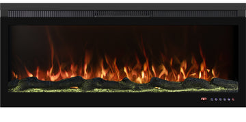 Red 42 Inch BIR Electric Fireplace 5100 BTU 750W/1500W 13 Flame Colors 3-Color Spot Light 1-9H Timer