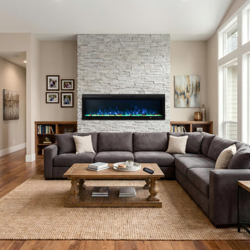 Red 42 Inch BIR Electric Fireplace 5100 BTU 750W/1500W 13 Flame Colors 3-Color Spot Light 1-9H Timer