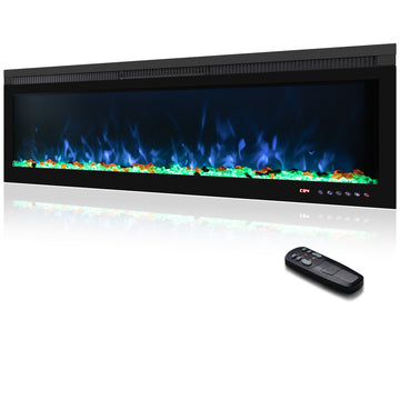 Red 50 Inch BIR Electric Fireplace 5100 BTU 750W/1500W 13 Flame Colors 3-Color Spot Light 1-9H Timer