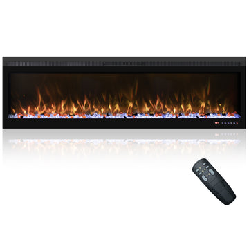 Red 72 Inch BIR Electric Fireplace 5100 BTU 750W/1500W 13 Flame Colors 3-Color Spot Light 1-9H Timer