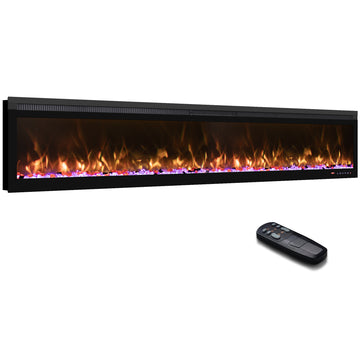 Red 78 Inch BIR Electric Fireplace 5100 BTU 750W/1500W 13 Flame Colors 3-Color Spot Light 1-9H Timer