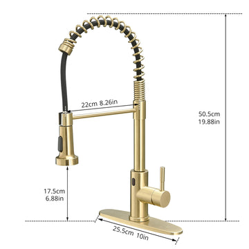 Brushed Gold Single Handle Touchless Sensor Gooseneck Pull Down Sprayer Kitchen Faucet
