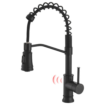 Matte Black Single Handle Touchless Pull Down Sprayer Kitchen Faucet with Water Supply Hose