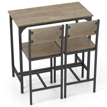 3-Piece Industrial Bar Set with Metal Frame and Footrests