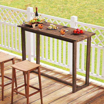 59" Teak Wood Bar Table with Reinforced Frame