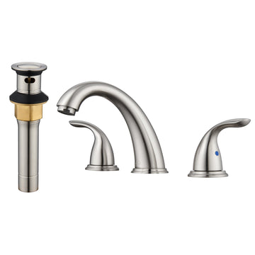 2 Handle Bathroom Sink Faucet - 4 Inch Centerset Faucet Bathroom 2 or 3 Hole Lavatory Faucet Bathroom Vanity Sink Faucets with Pop-up Drain Assembly Brushed Nickel