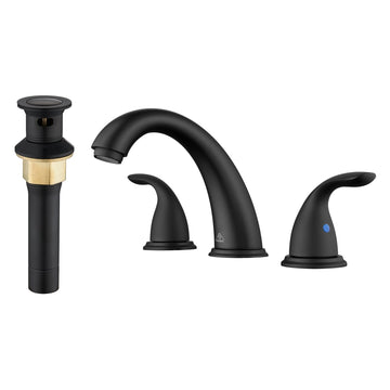 2 Handle Bathroom Sink Faucet - 4 Inch Centerset Faucet Bathroom 2 or 3 Hole Lavatory Faucet Bathroom Vanity Sink Faucets with Pop-up Drain Assembly Matte Black