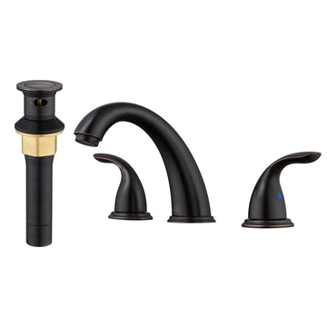 2 Handle Bathroom Sink Faucet - 4 Inch Centerset Faucet Bathroom 2 or 3 Hole Lavatory Faucet Bathroom Vanity Sink Faucets with Pop-up Drain Assembly Oil Rubbed Bronze