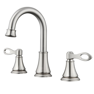 2-Handle Bathroom Sink Faucet with Drain Assembly and Supply Hose Lavatory Faucet Mixer Double Handle Tap Deck Mounted, Brushed Nickel