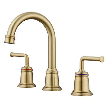 2-Handle Bathroom Sink Faucet with Drain Assembly lavatory Faucet with Pop Up Drain and cUPC Faucet Supply Hoses, Brushed Gold