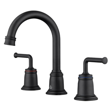 2-Handle Bathroom Sink Faucet with Drain Assembly lavatory Faucet with Pop Up Drain and cUPC Faucet Supply Hoses, Matte Black