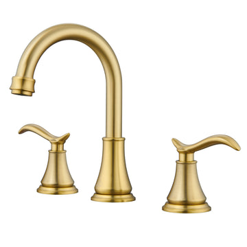 2 Handle Bathroom Faucet 3 Hole Bathroom Sink Faucet with Pop-up Drain Lavatory Faucet with Drain Assembly Bathroom Vanity Sink Faucets, Brushed Gold