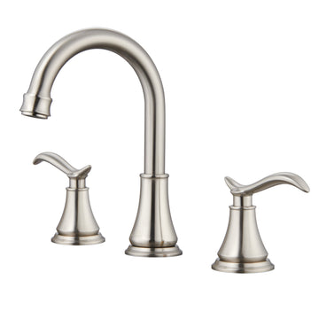 2 Handle Bathroom Faucet 3 Hole Bathroom Sink Faucet with Pop-up Drain Lavatory Faucet with Drain Assembly Bathroom Vanity Sink Faucets, Brushed Nickel