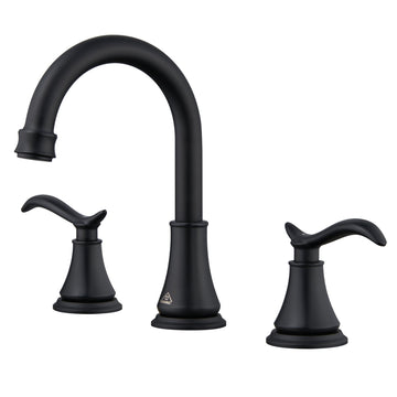 2 Handle Bathroom Faucet 3 Hole Bathroom Sink Faucet with Pop-up Drain Lavatory Faucet with Drain Assembly Bathroom Vanity Sink Faucets, Matte Black