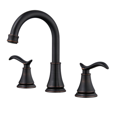 2 Handle Bathroom Faucet 3 Hole Bathroom Sink Faucet with Pop-up Drain Lavatory Faucet with Drain Assembly Bathroom Vanity Sink Faucets, Oil Rubbed Bronze