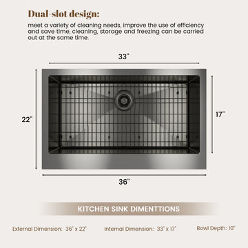 Farmhouse Apron-Front Stainless Steel Kitchen Sink with Bottom Grid and Strainer Basket