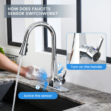 Brushed Nickel Stainless Steel Pull-Down Kitchen Faucet with Sprayer & Sensor