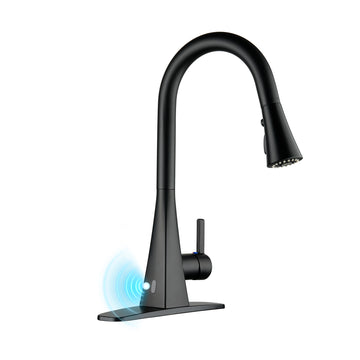 Matte Black Stainless Steel Pull-Down Kitchen Faucet with Sprayer & Sensor