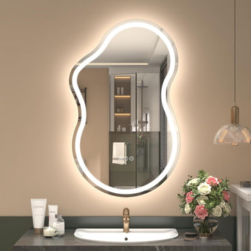 Frontlit Cloud-Shaped Glass Bathroom Vanity Mirror Dimmable LED Lights Fog-Free 20-in x 36-in
