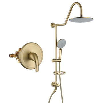 Boyel Living 3-Spray Patterns with 1.8 GPM 10 in. Wall Mount Dual Shower Heads with Soap Dish and Rough-in Valve