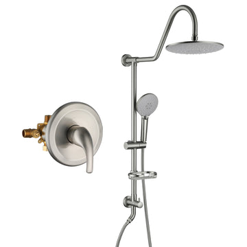 Boyel Living 3-Spray Patterns with 1.8 GPM 10 in. Wall Mount Dual Shower Heads with Soap Dish and Rough-in Valve