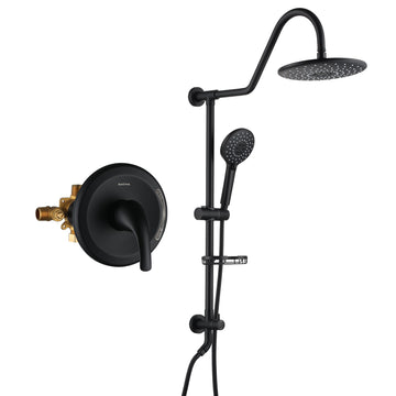 Boyel Living 3-Spray Patterns with 1.8 GPM 10 in. Wall Mount Dual Shower Heads with Soap Dish and Rough-in Valve