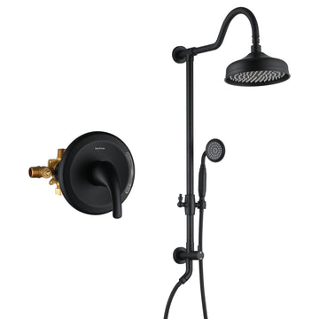 Boyel Living Retro Classic 1-Spray Dual Wall Mount Shower Heads 1.8 GPM Patterns with 8 in. with Brass Rough-in Valve