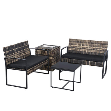 Yellow Black 4-Piece Set Outdoor Patio Ice Bucket Set with 2 chairs 1 ice bucket table