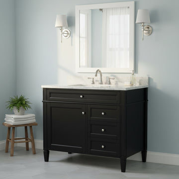 36 Inch Modern Bathroom Vanity Cabinet Two Drawers Tip Out No Sink Black