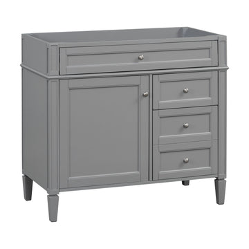 36 Inch Modern Bathroom Vanity Cabinet Two Drawers Tip Out No Sink Grey
