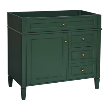 36 Inch Modern Bathroom Vanity Cabinet Two Drawers Tip Out No Sink Green