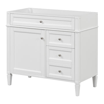 36 Inch Modern Bathroom Vanity Cabinet Two Drawers Tip Out No Sink White