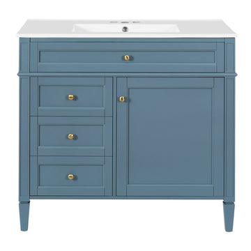 36 Inch Bathroom Vanity with Ceramic Sink Indigo Blue
